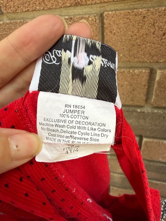 Rare Editions Red Polka Dot Dress with Dog & Gingham Trim Size 4T - Picture 6 of 6